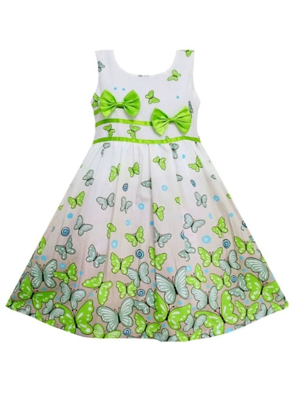 Sunny Fashion Girls Butterfly Green Double Bow Tie Summer Beach Sundress Sz 7/8 - Picture 2 of 16